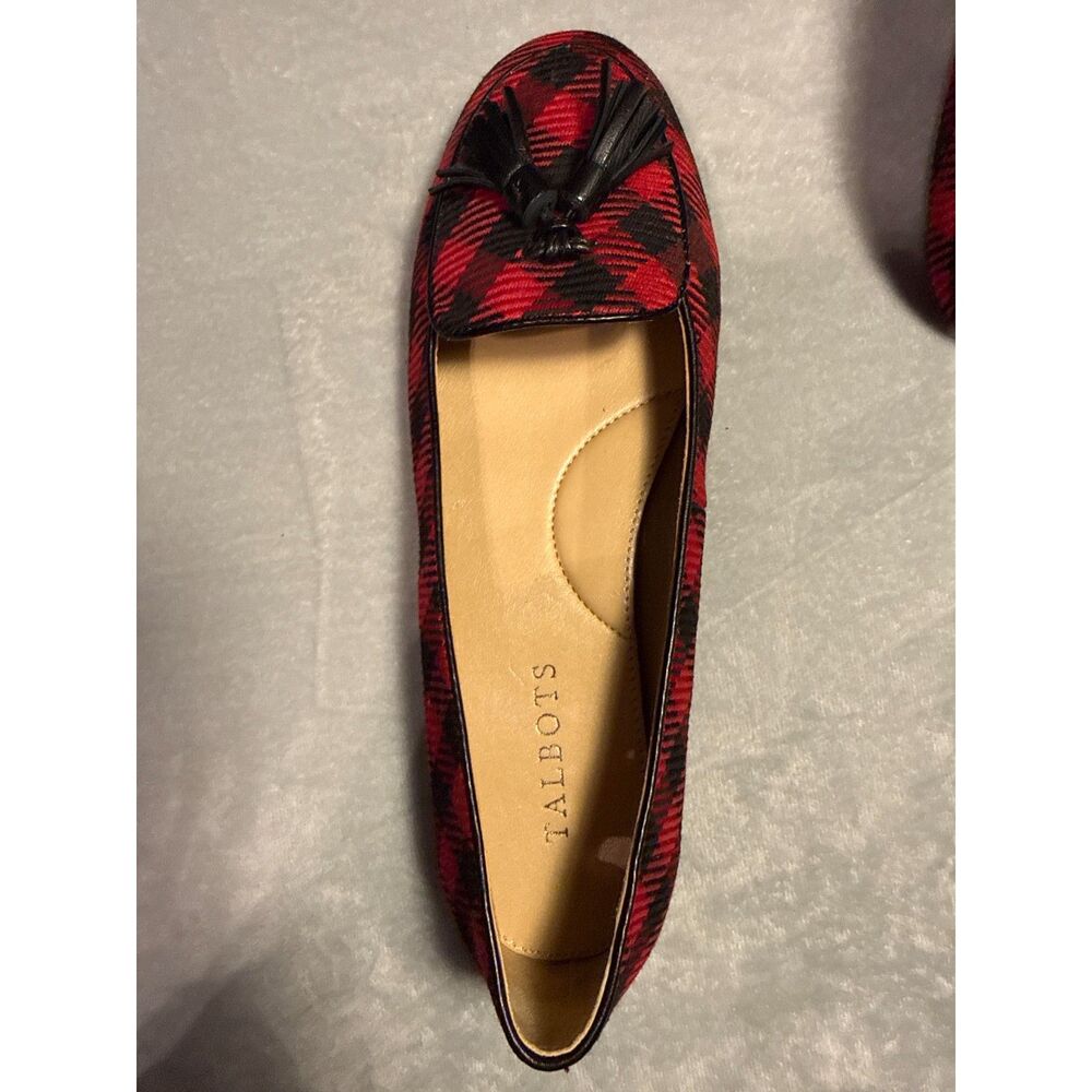 Gorgeous Talbots Red & Black Buffalo Plaid Loafers & Belt Set